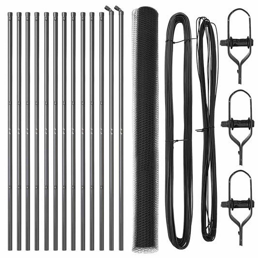 Zaun mit Pfosten Grau 1,5 x 25 m PVC-beschichteter Stahl