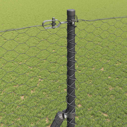 Zaun mit Pfosten Grau 1,5 x 25 m PVC-beschichteter Stahl