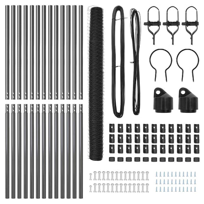 Zaun mit Pfosten Grau 1,5 x 25 m PVC-beschichteter Stahl