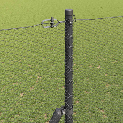 Zaun mit Pfosten Grau 1.6 x 25 m PVC-beschichteter Stahl
