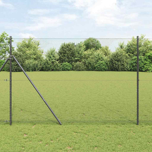 Zaun mit Pfosten Grau 1.6 x 25 m PVC-beschichteter Stahl