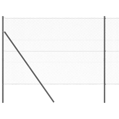 Zaun mit Pfosten Grau 1.6 x 25 m PVC-beschichteter Stahl