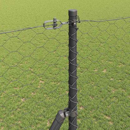 Zaun mit Pfosten Grau 1.6 x 25 m PVC-beschichteter Stahl