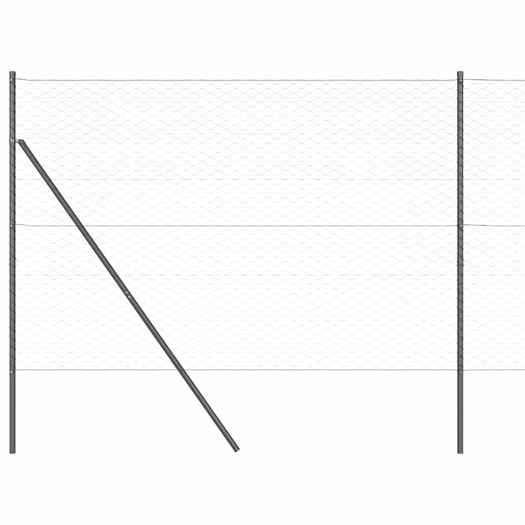 Zaun mit Pfosten Grau 1.6 x 25 m PVC-beschichteter Stahl