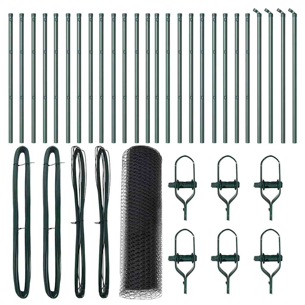 Zaun mit Pfosten Grau 0.4 x 50 m PVC-beschichteter Stahl