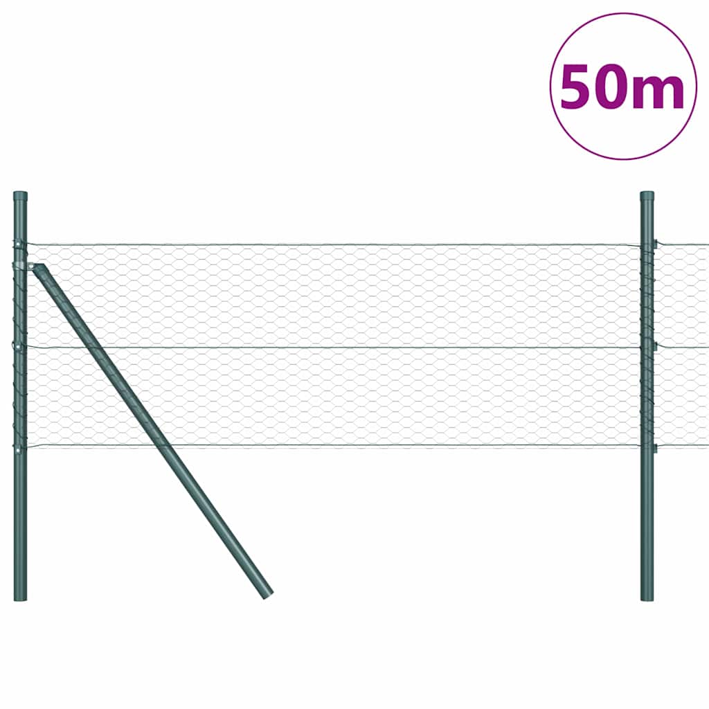 Zaun mit Pfosten Grau 0,5 x 50 m PVC-beschichteter Stahl