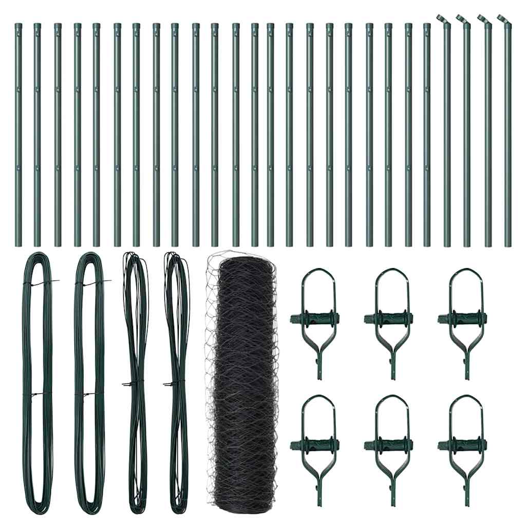 Zaun mit Pfosten Grau 0,6 x 50 m PVC-beschichteter Stahl