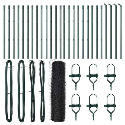 Zaun mit Pfosten Grau 0,6 x 50 m PVC-beschichteter Stahl
