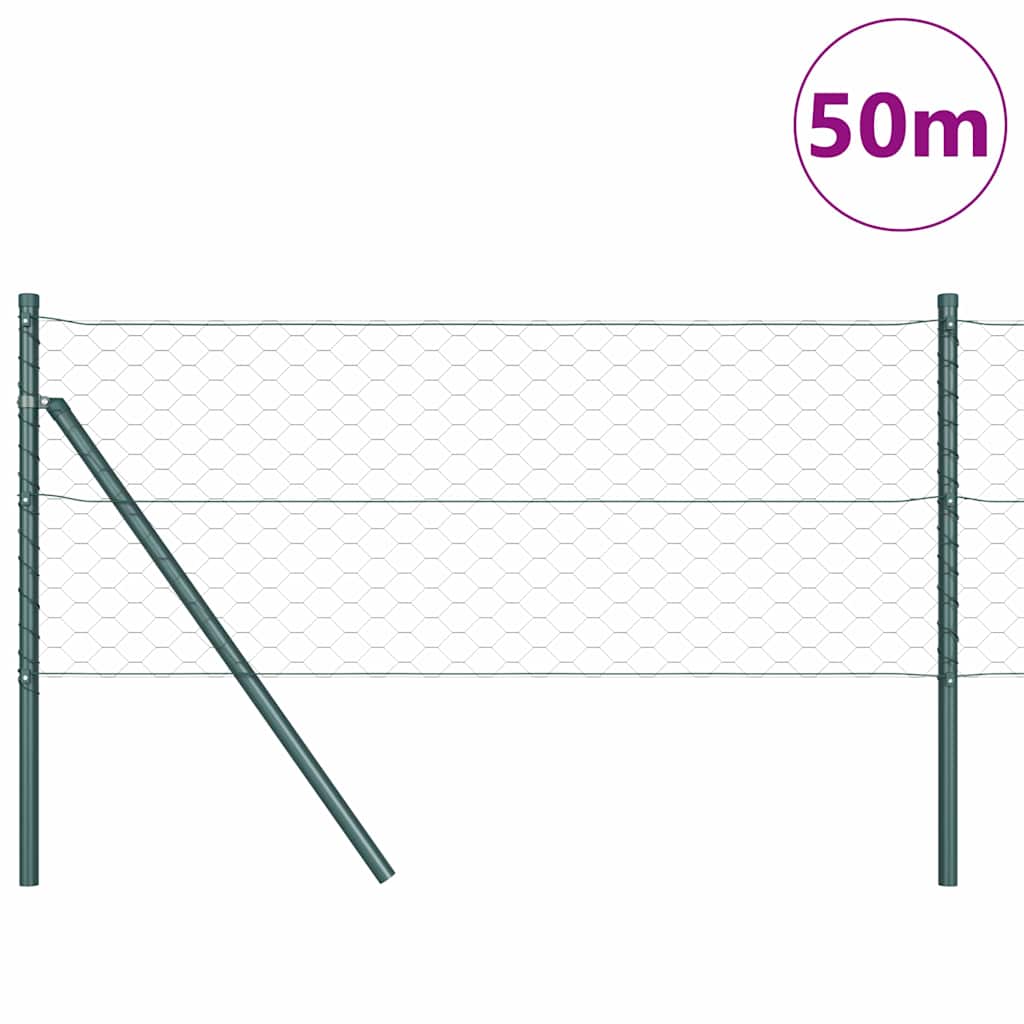 Zaun mit Pfosten Grau 0,6 x 50 m PVC-beschichteter Stahl