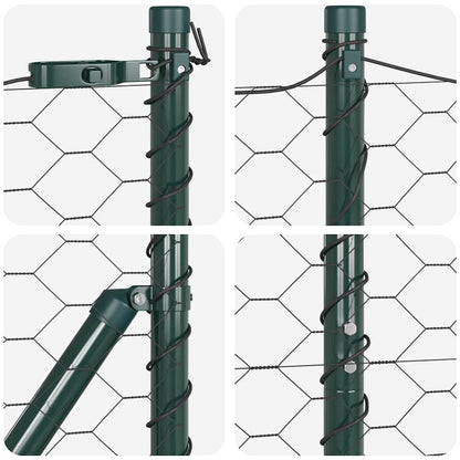 Zaun mit Pfosten Grau 1 x 50 m PVC-beschichteter Stahl
