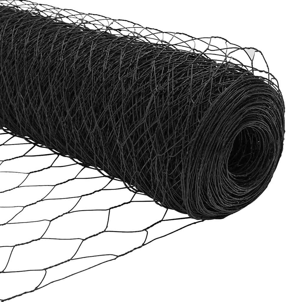 Zaun mit Pfosten Grau 1 x 50 m PVC-beschichteter Stahl