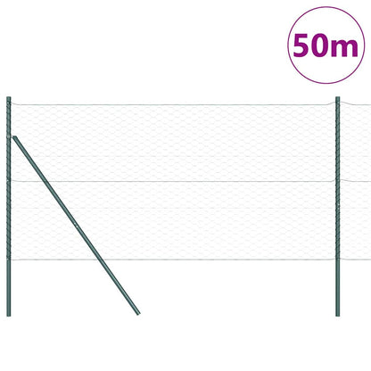 Zaun mit Pfosten Grau 1 x 50 m PVC-beschichteter Stahl