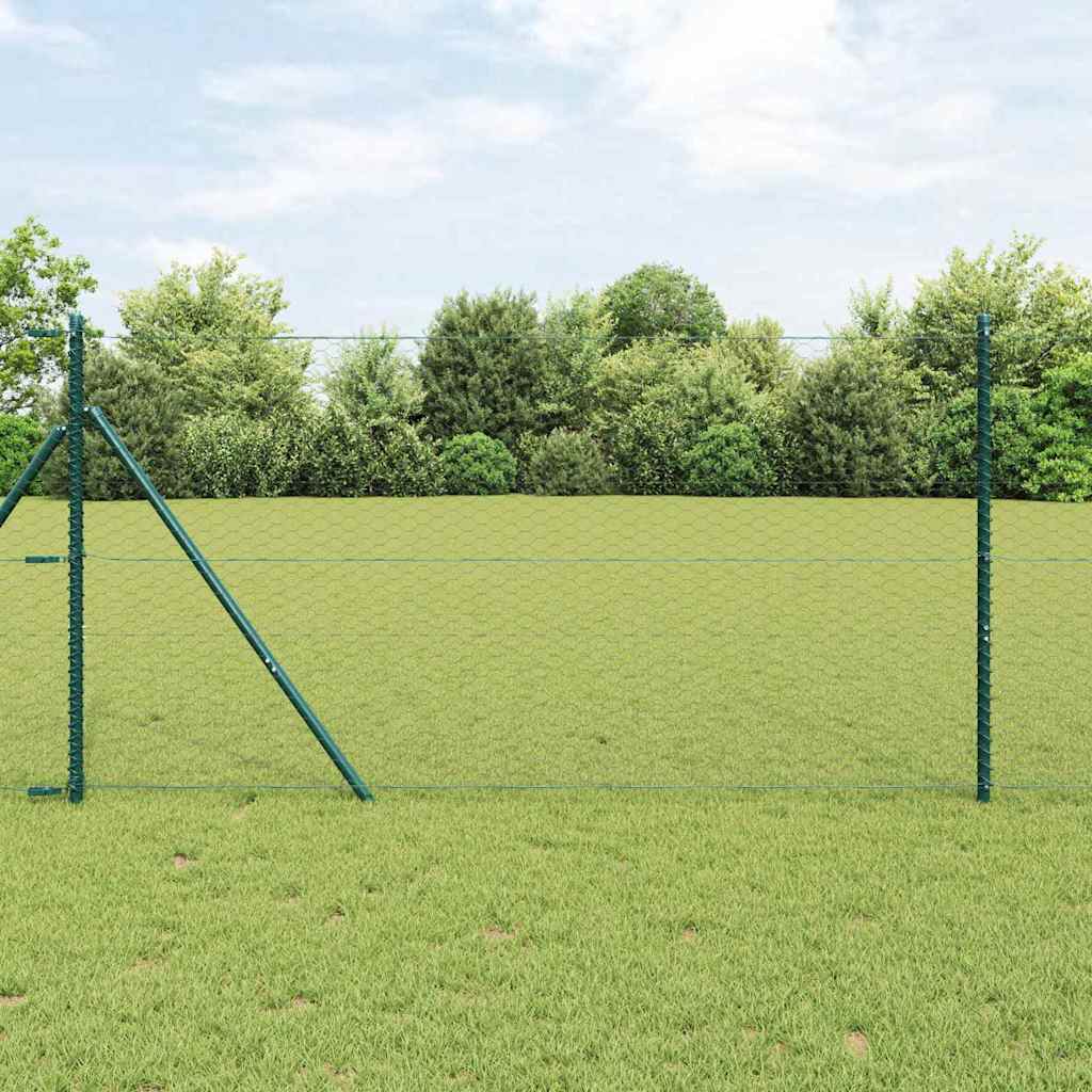 Zaun mit Pfosten Grau 1,2 x 50 m PVC-beschichteter Stahl