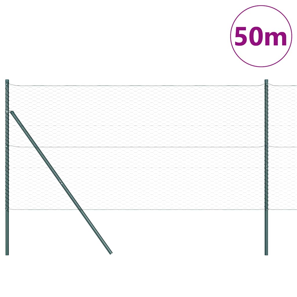 Zaun mit Pfosten Grau 1,2 x 50 m PVC-beschichteter Stahl