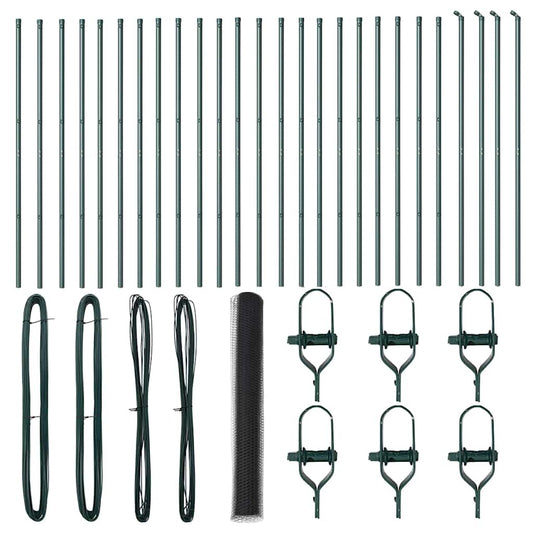 Zaun mit Pfosten Grau 1,4 x 50 m PVC-beschichteter Stahl
