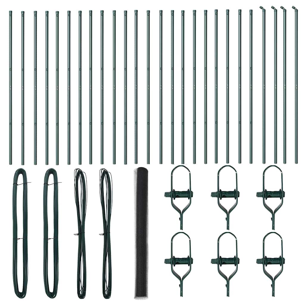 Zaun mit Pfosten Grau 1,5 x 50 m PVC-beschichteter Stahl