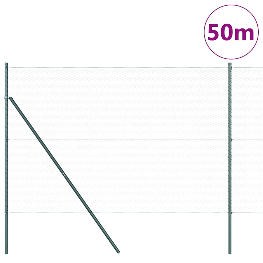 Zaun mit Pfosten Grau 1,5 x 50 m PVC-beschichteter Stahl