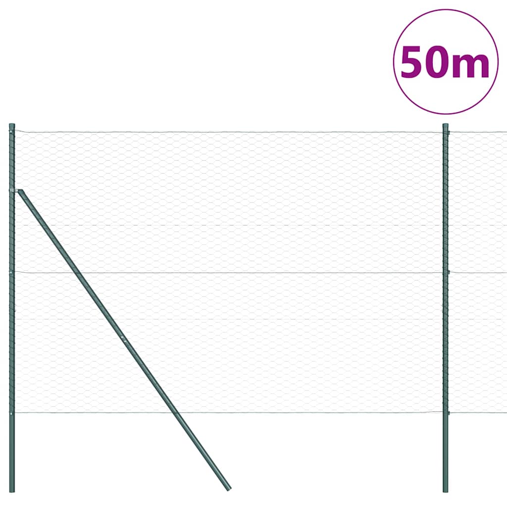 Zaun mit Pfosten Grau 1,5 x 50 m PVC-beschichteter Stahl