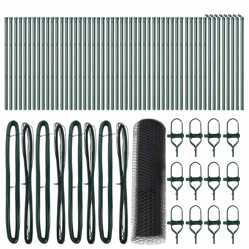 Zaun mit Pfosten Grau 0,4 x 100 m PVC-beschichteter Stahl
