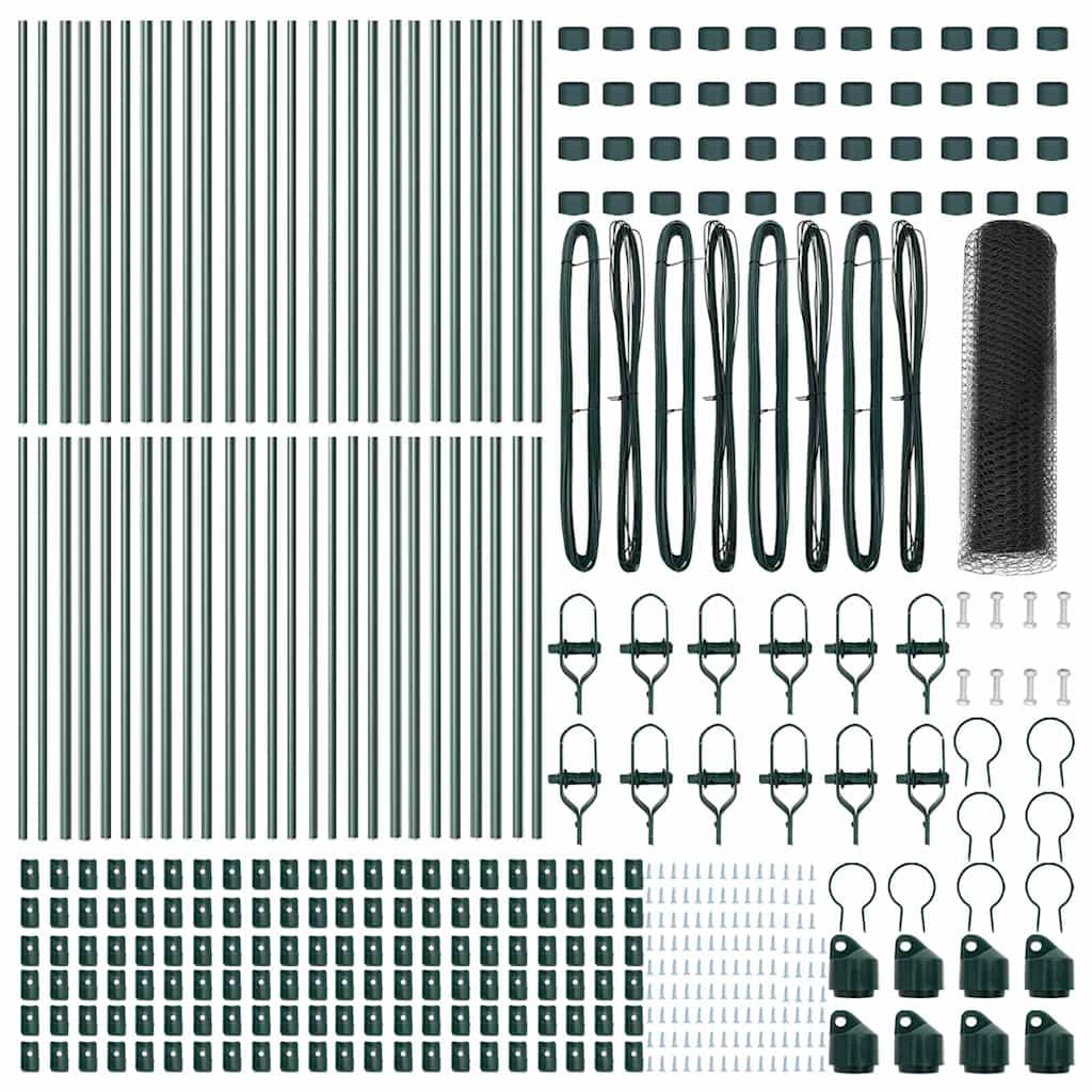 Zaun mit Pfosten Grau 0,4 x 100 m PVC-beschichteter Stahl
