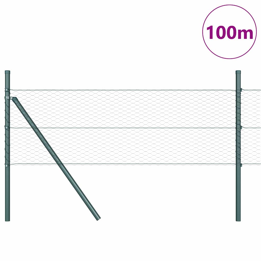 Zaun mit Pfosten Grau 0,4 x 100 m PVC-beschichteter Stahl