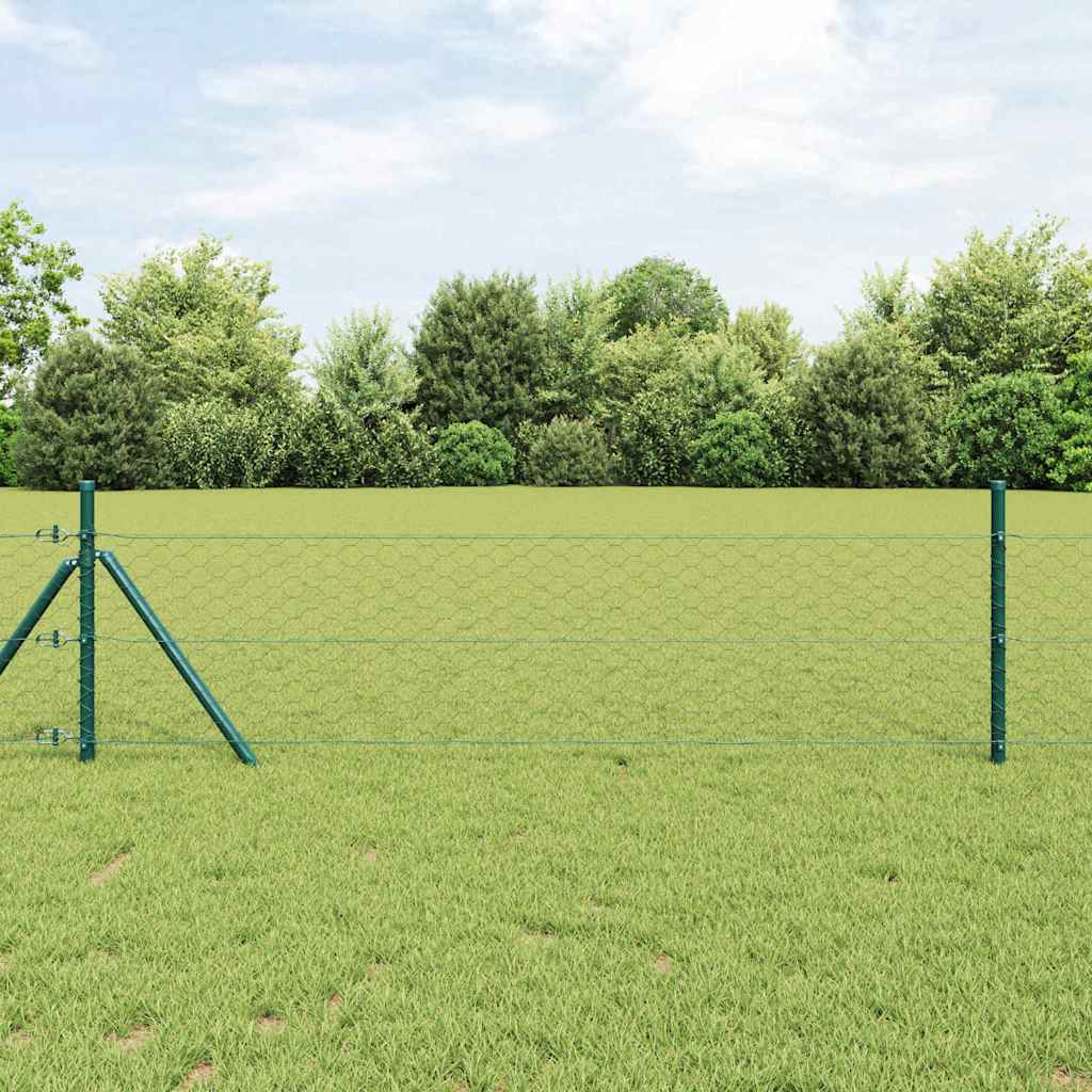 Zaun mit Pfosten Grau 0,4 x 100 m PVC-beschichteter Stahl
