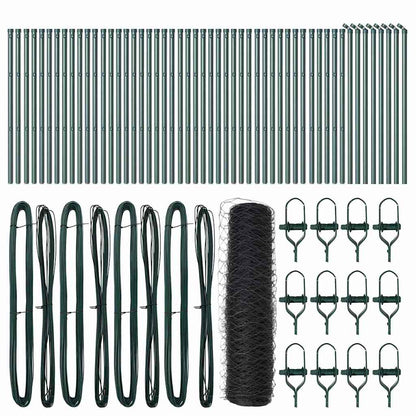 Zaun mit Pfosten Grau 0,4 x 100 m PVC-beschichteter Stahl