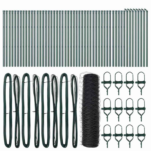Zaun mit Pfosten Grau 0,5 x 100 m PVC-beschichteter Stahl