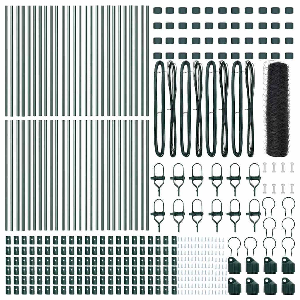 Zaun mit Pfosten Grau 0,5 x 100 m PVC-beschichteter Stahl
