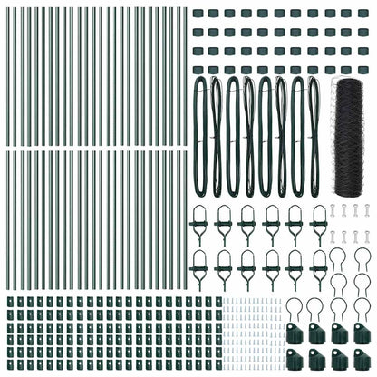 Zaun mit Pfosten Grau 0,5 x 100 m PVC-beschichteter Stahl