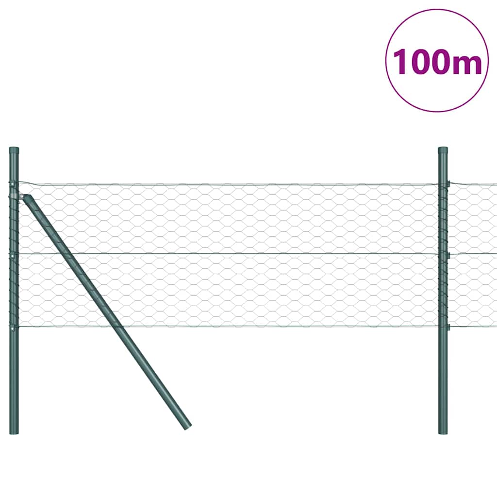 Zaun mit Pfosten Grau 0,5 x 100 m PVC-beschichteter Stahl