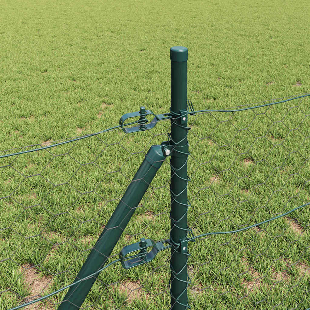Zaun mit Pfosten Grau 0,5 x 100 m PVC-beschichteter Stahl