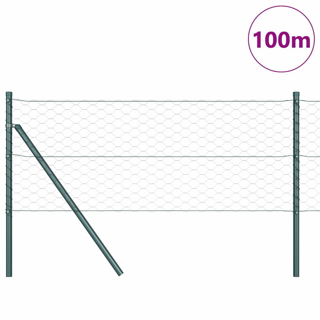 Zaun mit Pfosten Grau 0,6 x 100 m PVC-beschichteter Stahl