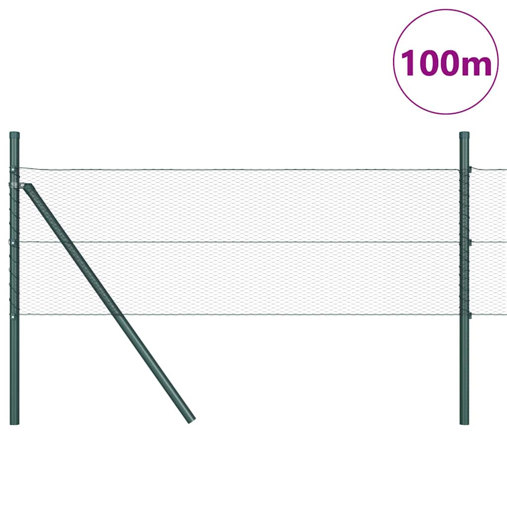 Zaun mit Pfosten Grau 0,8 x 100 m PVC-beschichteter Stahl