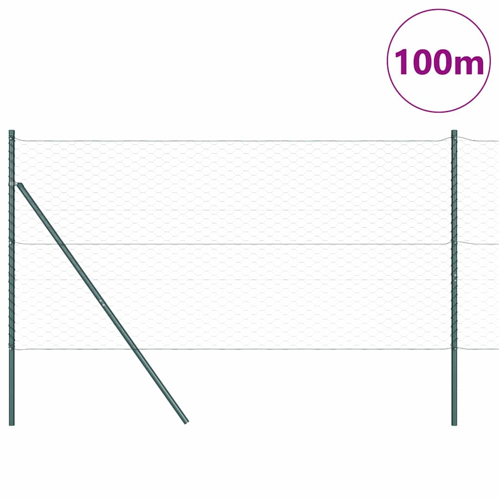 Zaun mit Pfosten Grau 1 x 100 m PVC-beschichteter Stahl