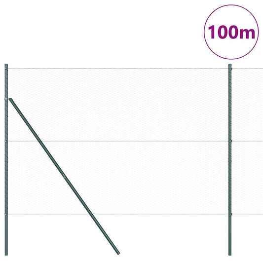 Zaun mit Pfosten Grau 1,5 x 100 m PVC-beschichteter Stahl
