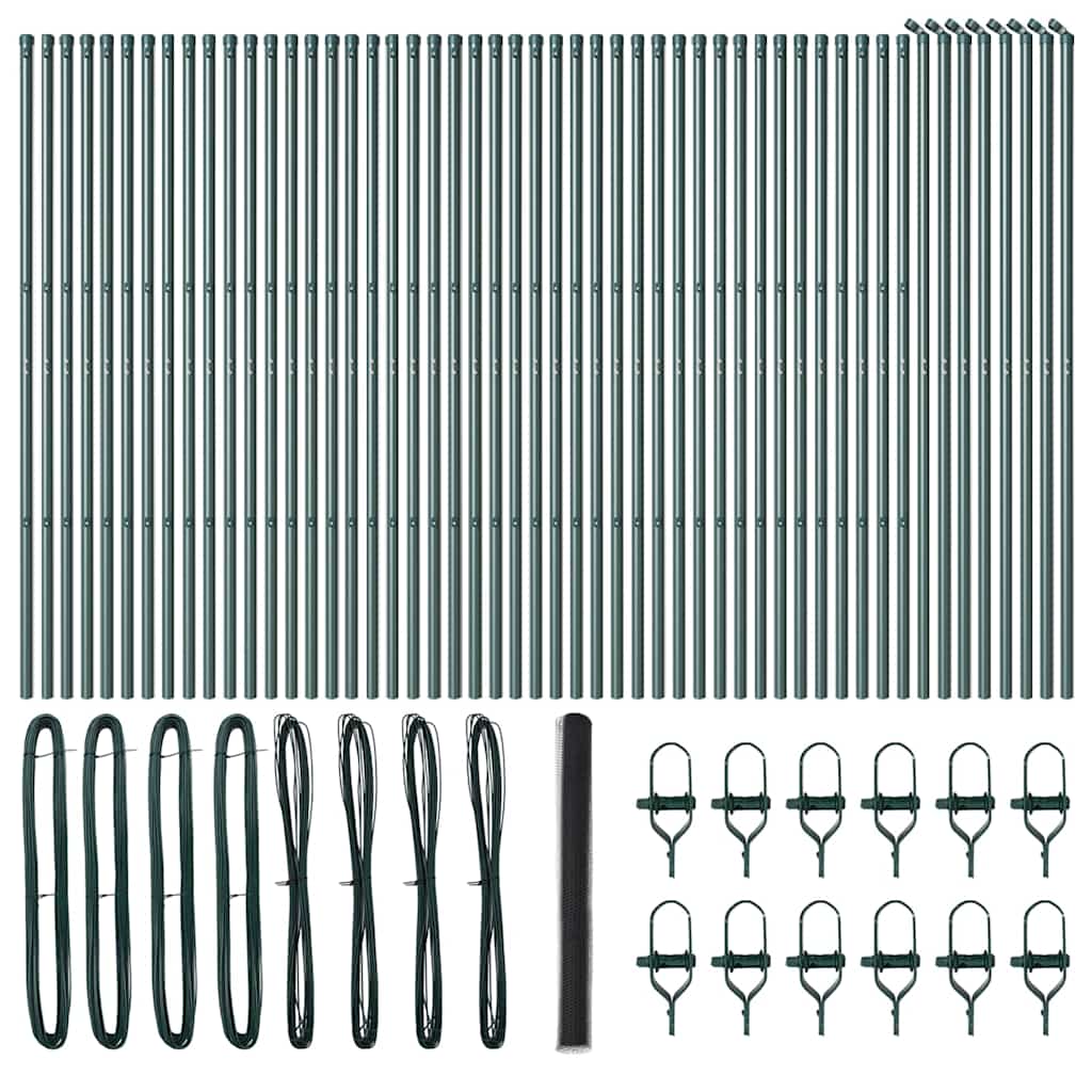 Zaun mit Pfosten Grau 1,5 x 100 m PVC-beschichteter Stahl
