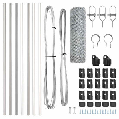 Zaun mit Pfosten Silber 0,4 x 10 m PVC-beschichteter Stahl
