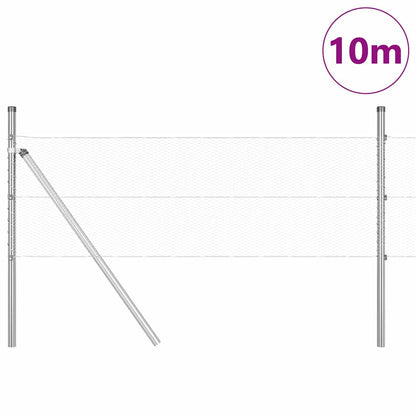 Zaun mit Pfosten Silber 0,4 x 10 m PVC-beschichteter Stahl