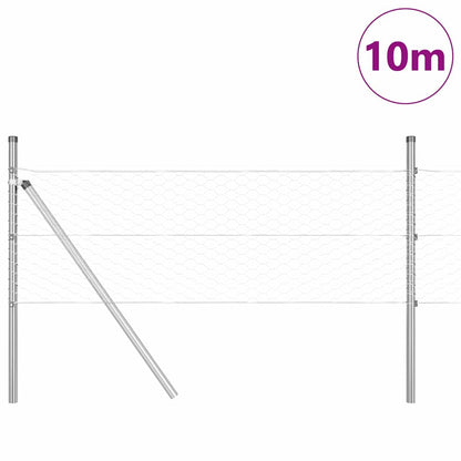 Zaun mit Pfosten Silber 0,4 x 10 m PVC-beschichteter Stahl
