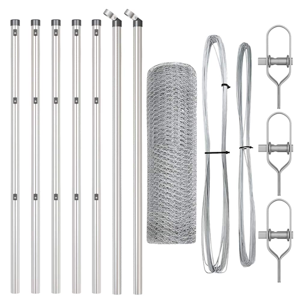 Zaun mit Pfosten Silber 0,5 x 10 m PVC-beschichteter Stahl