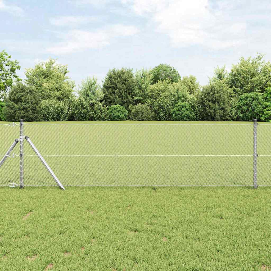 Zaun mit Pfosten Silber 0,6 x 10 m PVC-beschichteter Stahl