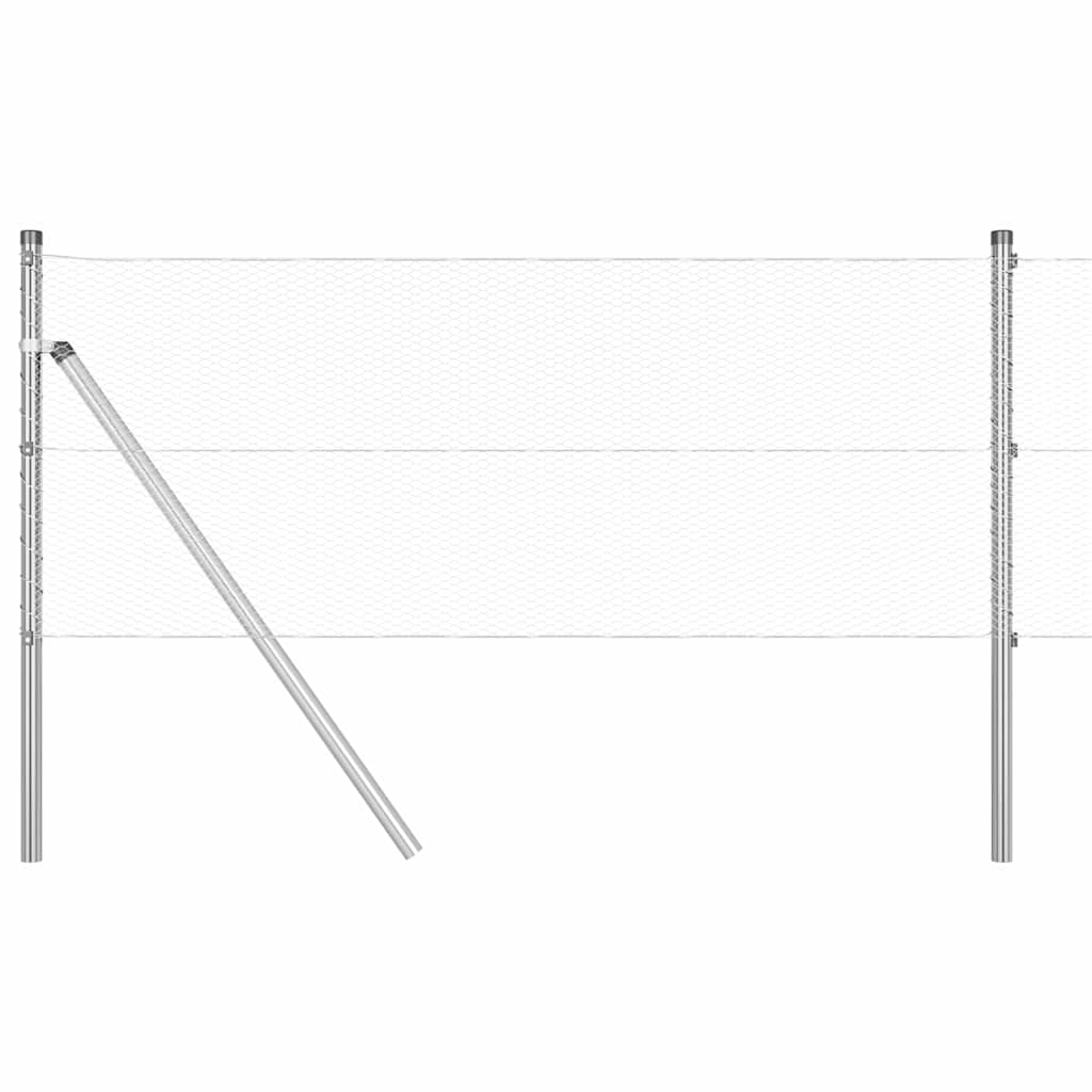 Zaun mit Pfosten Silber 0,6 x 10 m PVC-beschichteter Stahl