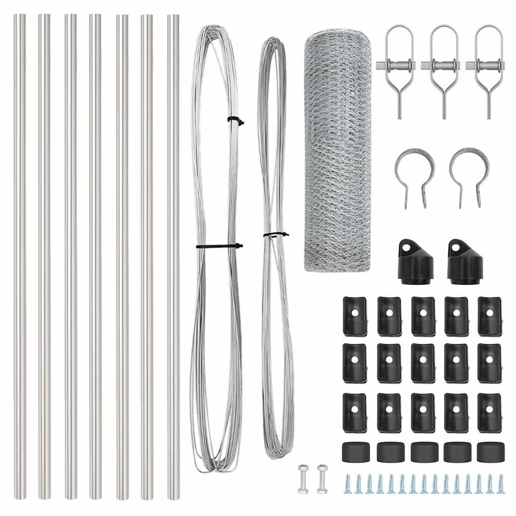 Zaun mit Pfosten Silber 0,6 x 10 m PVC-beschichteter Stahl