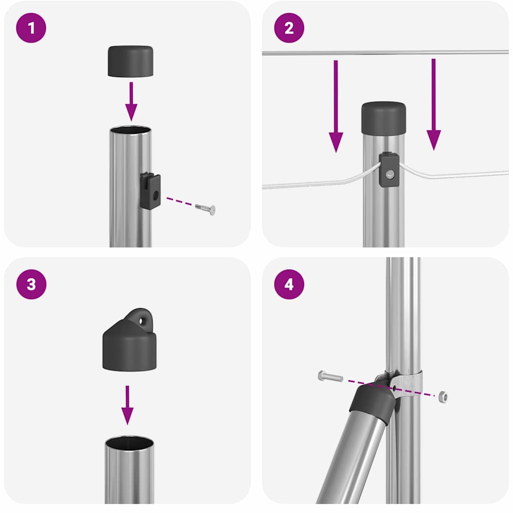 Zaun mit Pfosten Silber 0,6 x 10 m PVC-beschichteter Stahl