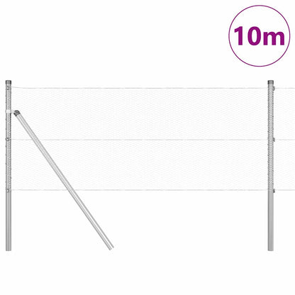 Zaun mit Pfosten Silber 0,6 x 10 m PVC-beschichteter Stahl