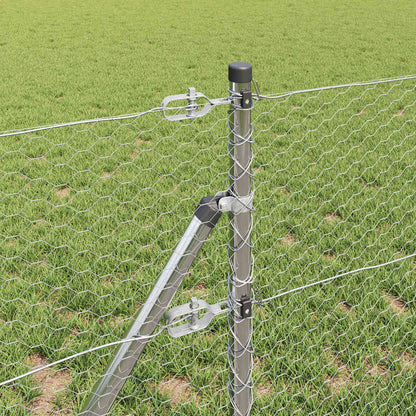 Zaun mit Pfosten Silber 0,6 x 10 m PVC-beschichteter Stahl