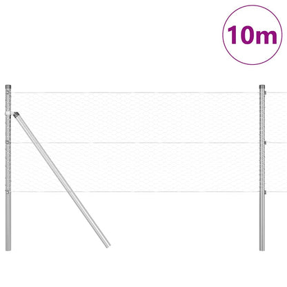 Zaun mit Pfosten Silber 0,6 x 10 m PVC-beschichteter Stahl