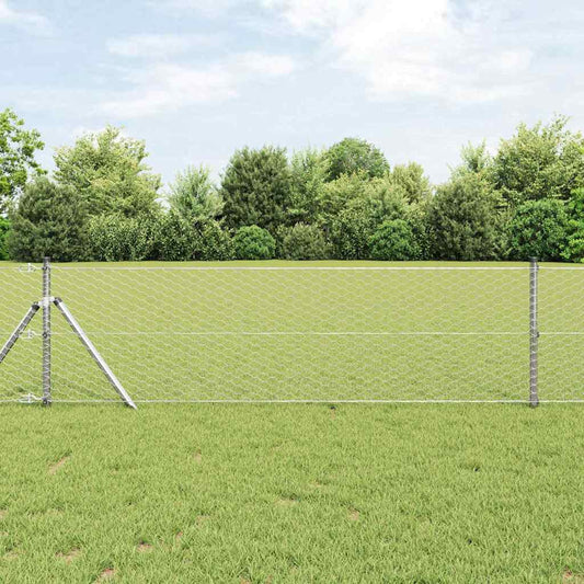 Zaun mit Pfosten Silber 0,6 x 10 m PVC-beschichteter Stahl