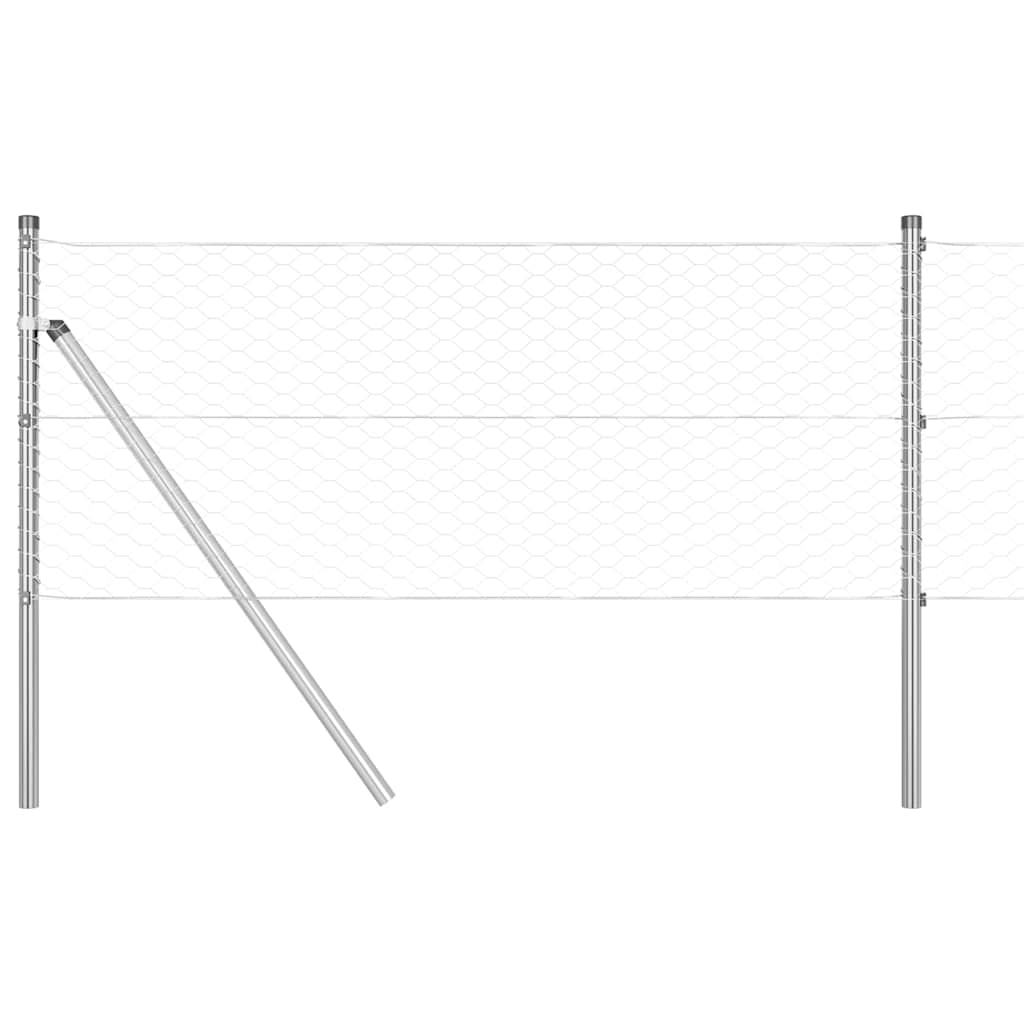 Zaun mit Pfosten Silber 0,6 x 10 m PVC-beschichteter Stahl